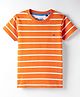 Junior Killer Cotton Elastane Woven Half Sleeves Striped T-Shirt - Dark Orange