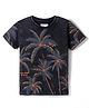 Junior Killer Cotton Lycra Woven Half Sleeves T-Shirt With Tree Print - Black
