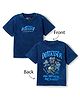 Junior Killer Cotton Lycra Woven Half Sleeves T-Shirt With Front & Back Ninja Print - Blue