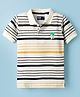 Junior Killer Woven Half Sleeves Striped Polo T-Shirt With Tree Patch - Mustard