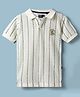 Junior Killer Cotton Woven Half Sleeves Striped Polo T-Shirt with Ninja Patch - White