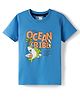 Junior Killer Cotton Woven Half Sleeves T-Shirt With Shark Print - Light Blue