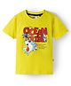 Junior Killer Cotton Woven Half Sleeves T-Shirt With Shark Print - Yellow