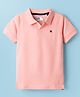 Junior Killer Cotton Elastane Woven Half Sleeves Solid Polo T-Shirt - Peach
