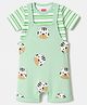 Babyhug Single Jersey Knit Half Sleeves Tiger Printed Dungaree With Striped Inner Tee Print - Sea Green