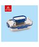 ATTRO Shine Medium Stainless Steel Lunch Box Set Airtight Meal Containers 2 Pieces 800 ml + 150 ml - Blue