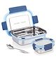 ATTRO Sparkle Medium Stainless Steel Lunch Box Set Leak-Proof Containers - 2 Pieces 750 ml + 200 ml - Blue