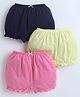 BUMZEE Cotton Knit Pack Of 3 Solid Bloomers - Pink & Yellow