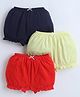 BUMZEE Cotton Knit Pack Of 3 Solid Bloomers - Red & Navy Blue