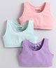 BUMZEE Cotton Knit Pack Of 3 Sleeveless Solid Non Wired Bras - Lavender & Peach
