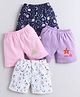 BUMZEE Cotton Knit Pack Of 4 Rainbow & Space Theme Printed Shorts - Pink & Lavender