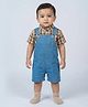 Biglilpeople Cotton Blend Woven Sleeveless Solid Dungaree - Blue