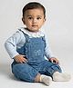 Biglilpeople Cotton Blend Woven Sleeveless Frill Detailed  Dungaree - Blue