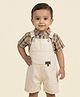 Biglilpeople Cotton Blend Woven Sleeveless Solid Dungaree - Beige