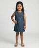 Biglilpeople Cotton Blend Woven Sleeveless Solid Dress  -  Navy Blue