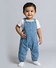 Biglilpeople Cotton Blend Woven Sleeveless Mild Washed Dungaree -  Blue