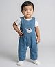 Biglilpeople Cotton Blend Woven Sleeveless Animal Embroidered Dungaree -  Blue