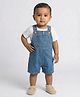 Biglilpeople Cotton Blend Woven Sleeveless Solid  Dungaree - Blue