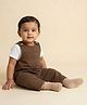 Biglilpeople Cotton Blend Woven Sleeveless Solid Dungaree - Coffee Brown