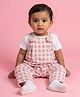 Biglilpeople Cotton Blend Woven Sleeveless Checked Dungaree - Pink