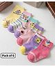 Ziory Cotton Knit Pack Of 6 Striped & Animal Designed Anti Skid Socks - Multi Colour