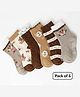 Ziory Cotton Knit Pack Of 6 Bows & Animals Designed Anti Skid Socks - Multi Colour