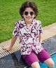 OLLINGTON ST. Sinker Knit Half Sleeves Floral Printed Resort Collar Shirt & Shorts Set - Purple