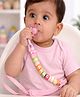 The little lookers Pacifier Clip (Secure Anti Drop Chain) (BPA Free & Soft Beads) (Fits Pacifiers & Teethers) (For Baby Boys & Girls) (Pink) (Pack of 1)