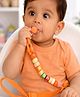 The little lookers Pacifier Clip (Secure Anti Drop Chain) (BPA Free & Soft Beads) (Fits Pacifiers & Teethers) (For Baby Boys & Girls) (Orange) (Pack of 1)