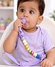 The little lookers Pacifier Clip (Secure Anti Drop Chain) (BPA Free & Soft Beads) (Fits Pacifiers & Teethers) (For Baby Boys & Girls) (Purple) (Pack of 1)