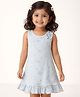 URBANRAC Cotton Knit Sleeveless Floral Printed Bow Applique Detailed Dress - Grey
