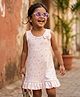 URBANRAC Cotton Knit Sleeveless Heart Printed Bow Applique Detailed Dress - Peach