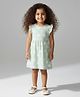 URBANRAC Cotton Knit Frill Sleeves Floral Printed Dress - Green