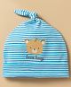 Babyhug 100% Cotton Knit Bear Printed & Striped Cap Light Blue - Diameter 9 cm