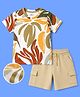 OLLINGTON ST. Half Sleeves T-Shirt & Shorts Set With Tropical Print - Multicolor
