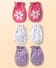 Babyhug 100% Cotton Knit Mittens with Floral & Heart Print Pack of 3 - Multicolor