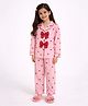 Piccolo Cotton Woven Full Sleeves Hearts & Bow Applique Detailed Coordinating Shirt & Pajama Night Suit - Pink