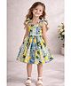 Piccolo Cotton Woven Sleeveless Floral & Lemon Printed Dress - Yellow