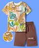 OLLINGTON ST. Half Sleeves T-Shirt & Shorts Set With Jungle Safari Print - Multicolor
