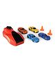 Rapid Launcher Racing Car Play Set with 4 Metal Die-Cast Cars| High-Speed Car Launcher with Road Accessories|BIS Certified|Roll Playing| Story Telling| Ideal Gift for Adventure Loving Kids