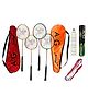 AXG New Goal Thrasher Racquets Set of 4 with 10 Shuttles & Net Badminton Kit (Multicolor)
