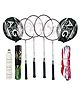 AXG New Goal Scratch Resistant A-2000 Racquets Set of 4 with 10 Feather Shuttles & Net Badminton Kit (Maroon)