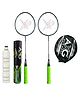 AXG New Goal Scratch Resistant A-2000 Badminton Racquets Set of 2 with 10 Feather Shuttles Badminton Kit (Green)