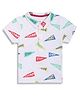 MINI KLUB Cotton Woven Half Sleeves Flags Printed Polo Tee - White