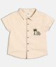MINI KLUB Cotton Knit Half Sleeves Elephant Embroidered Shirt - Beige