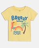 MINI KLUB Cotton Woven Half Sleeves Breezy Summer Text Printed Tee - Yellow