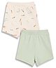 MINI KLUB Cotton Woven Pack Of 2 Solid & Bunnies Printed Shorts - Off White & Grey