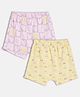 MINI KLUB Cotton Knit Pack Of 2 Cherry & Heart Checked Shorts - Yellow & Purple