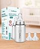 Kidbea Stainless Steel Baby Feeding Bottle 150ml (0m+) with 2 Extra Silicone Nipples | BPA Free Wide Neck Anti-Colic Infant Milk Bottle Feeder