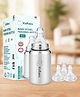 Kidbea Stainless Steel Baby Feeding Bottle 150ml (0m+) with 3 Extra Silicone Nipples | BPA Free Wide Neck Anti-Colic Infant Milk Bottle Feeder